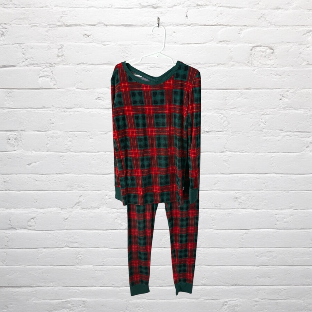Little Sleepies Red and Green Plaid Bamboo Two Piece Pajama Set for Christmas